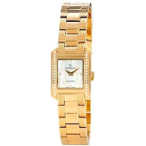 Christina Collection Womens forgyldt dame smykkeur med lænke og diamanter